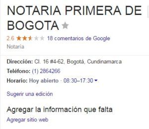 Notaria Primera de Bogotá