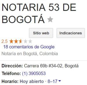 Notaria 53 de Bogotá