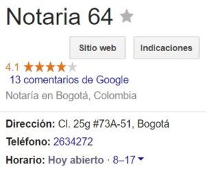 Notaria 64 de Bogotá