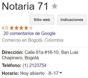 Notaria 71 de Bogotá