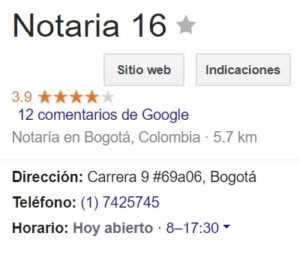 Notaria 16 de Bogotá