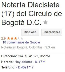 Notaria 17 de Bogotá