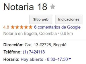 Notaria 18 de Bogotá