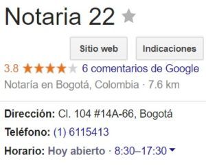 Notaria 22 de Bogotá