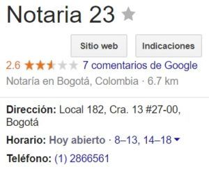 Notaria 23 de Bogotá