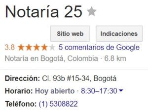 Notaria 25 de Bogotá