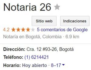 Notaria 26 de Bogotá
