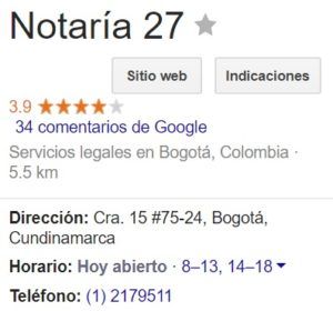 Notaria 27 de Bogotá