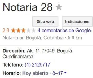Notaria 28 de Bogotá