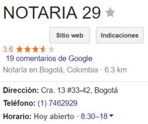 Notaria 29 de Bogotá