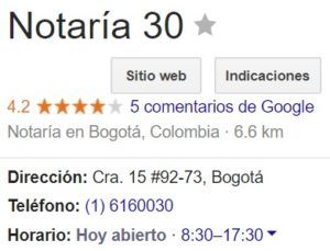 Notaria 30 de Bogotá