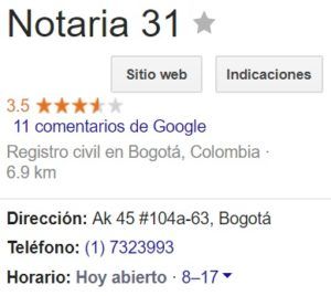 Notaria 31 de Bogotá