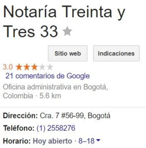 Notaria 33 de Bogotá