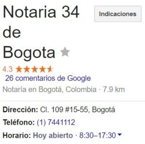 Notaria 34 de Bogotá