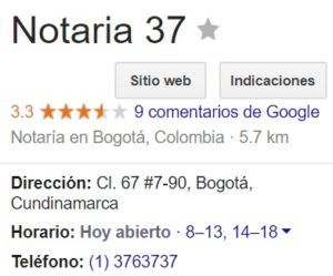 Notaria 37 de Bogotá