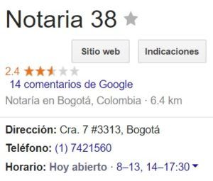 Notaria 38 de Bogotá