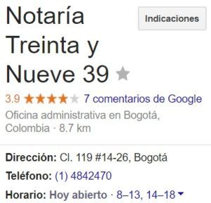 Notaria 39 de Bogotá