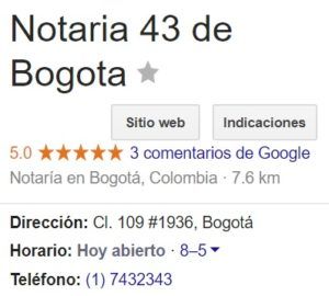 Notaria 43 de Bogotá