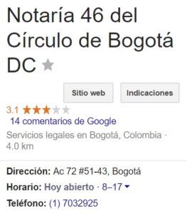 Notaria 46 de Bogotá