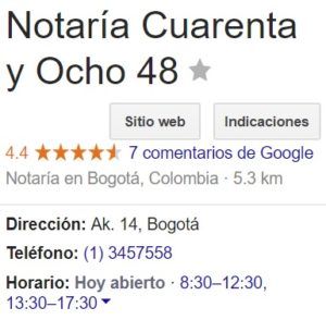 Notaria 48 de Bogotá