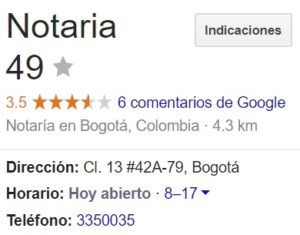 Notaria 49 de Bogotá